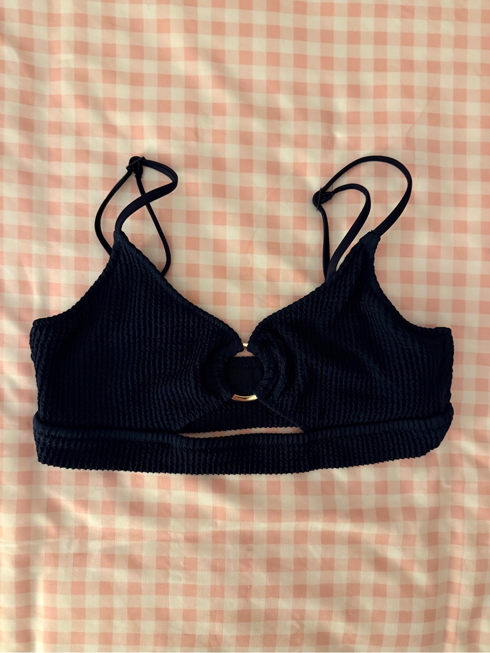 aerie Navy Ribbed Bikini Top